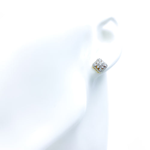 Sophisticated Unique 18K Gold + Pearl Diamond Earrings