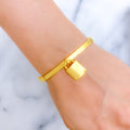 Trendy Lock Charm 22k Gold Bangle Bracelet