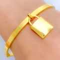 Trendy Lock Charm 22k Gold Bangle Bracelet