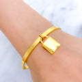 Trendy Lock Charm 22k Gold Bangle Bracelet