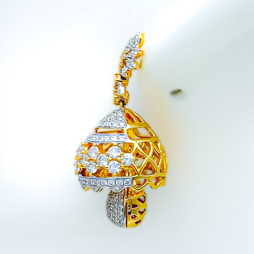 18k-gold-Opulent Vintage Diamond Jhumki Earrings 
