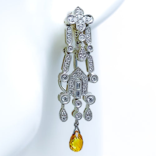 18k-gold-Delicate Delightful Drop Diamond Earrings 