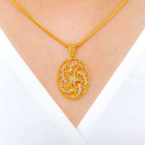 Exclusive Oval Wired 22k Gold Pendant Set