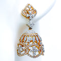 18k-gold-Elegant Dressy Rose Gold Diamond Jhumkis