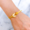 Contemporary Asymmetrical CZ 22k Gold Bangle Bracelet