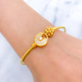 Contemporary Asymmetrical CZ 22k Gold Bangle Bracelet