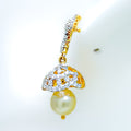 18k-gold-Shimmering Chandelier Pearl Diamond Earrings