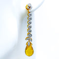 18k-gold-Dangling Citrine Drop Diamond Earrings