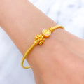 Upscale Beaded Flower 22k Gold Bangle Bracelet