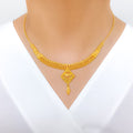 Diamond Shaped Lightweight 22k Gold Necklace Set