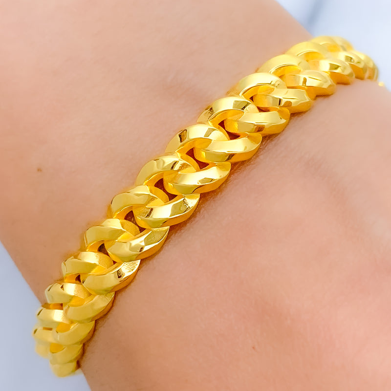 Fancy Interlinked 22k Gold Bangle Bracelet