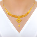 Diamond Shaped Lightweight 22k Gold Necklace Set