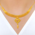 Diamond Shaped Lightweight 22k Gold Necklace Set