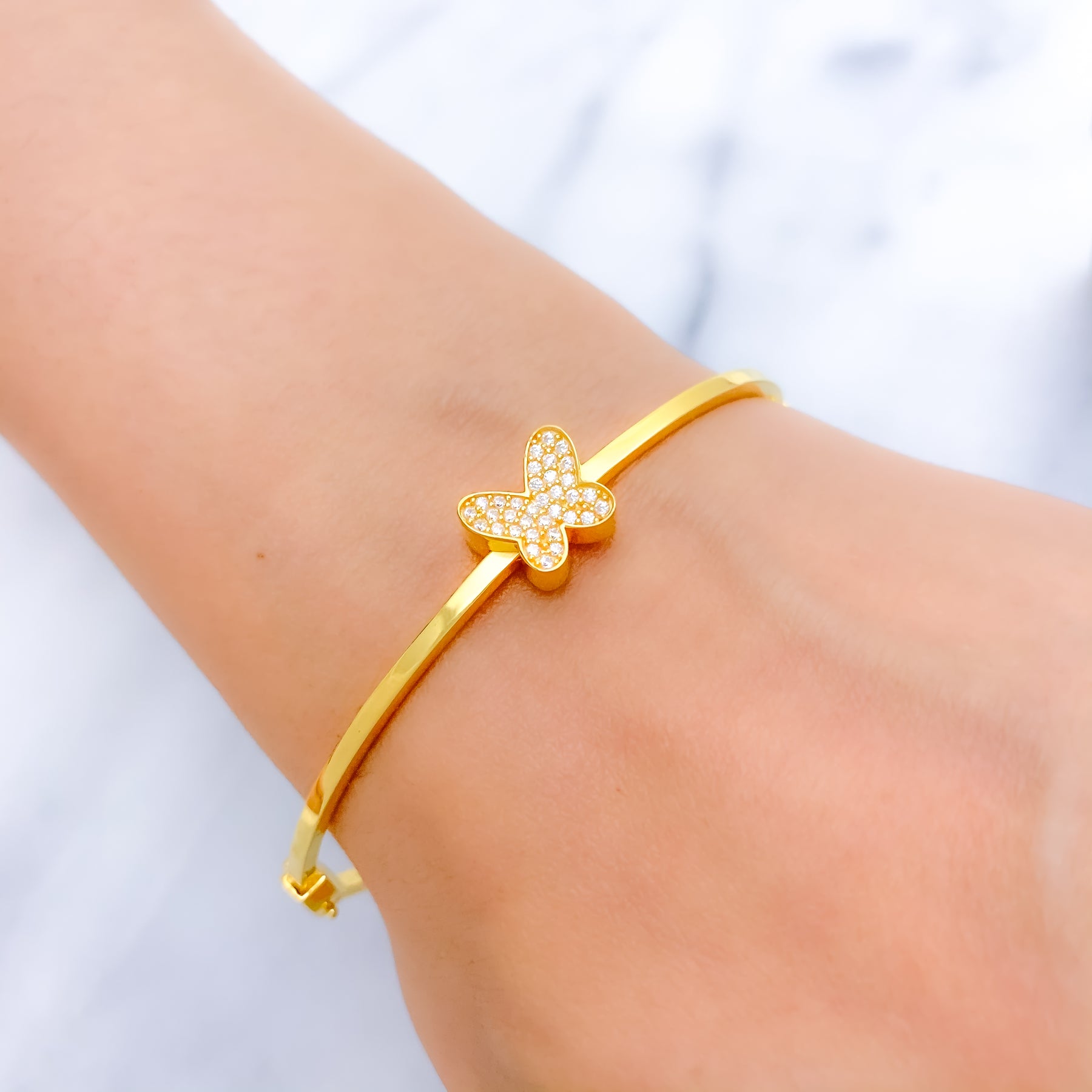 Shimmering CZ Butterfly Bangle Bracelet – Andaaz Jewelers
