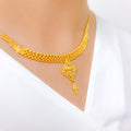 Diamond Shaped Lightweight 22k Gold Necklace Set