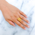 Reflective Floral 22k Gold Mesh Ring