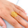 Reflective Floral 22k Gold Mesh Ring