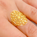 Reflective Floral 22k Gold Mesh Ring