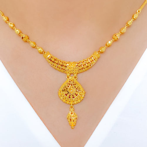 Elegant Reflective 22k Gold Bead Necklace Set