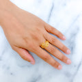 Fancy Overlapping 22k Gold Leaf Ring