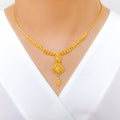 Beaded Floral Multi-Drop 22k Gold Necklace Set