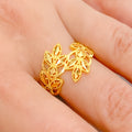 Fancy Overlapping 22k Gold Leaf Ring