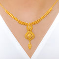 Beaded Floral Multi-Drop 22k Gold Necklace Set