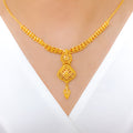 Beaded Floral Multi-Drop 22k Gold Necklace Set