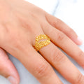 Trendy Layered Leaf 22k Gold Ring