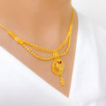 Exclusive Two-Chain Floral 22k Gold Necklace Set