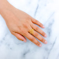 Stylish Netted Leaf 22k Gold Ring