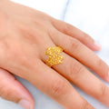 Stylish Netted Leaf 22k Gold Ring