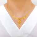 Chic Shining Circles Hanging 22k Gold Necklace Set