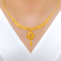 Chic Shining Circles Hanging 22k Gold Necklace Set