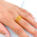 Attractive Elevated 22k Gold Striped Ring