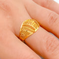 Attractive Elevated 22k Gold Striped Ring