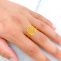 Dazzling Contemporary 22k Gold Rectangular Ring