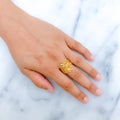 Elevated Draped 22k Gold Leaf Ring