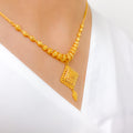 Upscale Graduated Bead 22k Gold Necklace Set