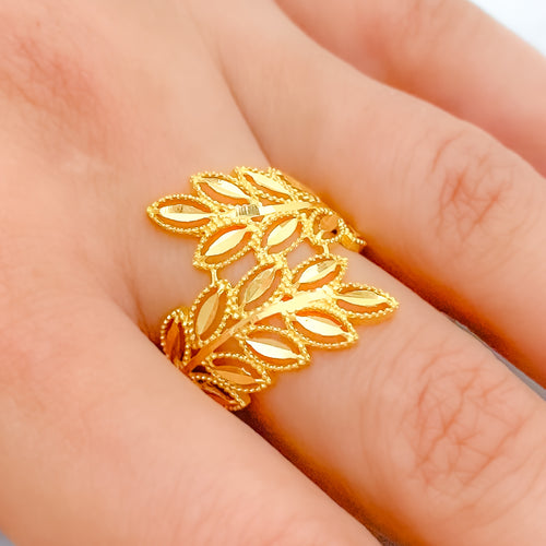 Elevated Draped 22k Gold Leaf Ring