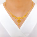 Ornate Beaded Drape 22k Gold Necklace Set