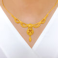 Ornate Beaded Drape 22k Gold Necklace Set