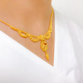 Ornate Beaded Drape 22k Gold Necklace Set