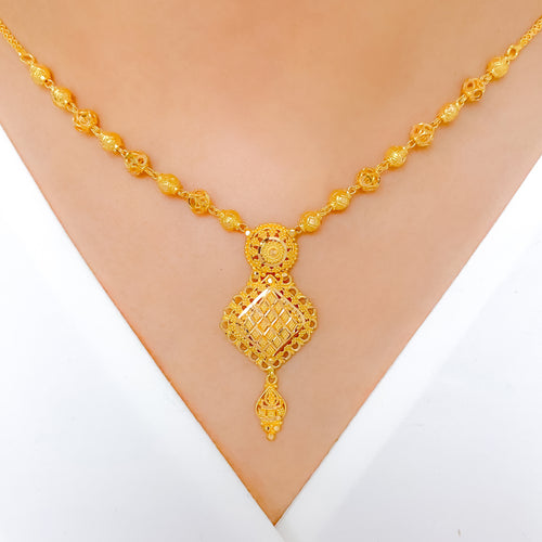 Regal Glossy Geometric 22k Gold  Necklace Set