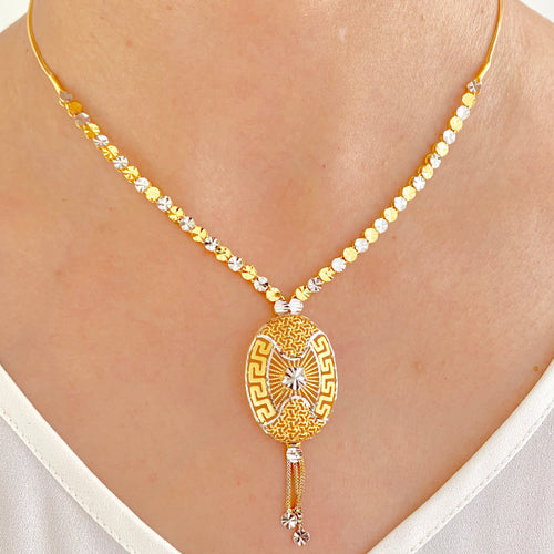 Oval Two-Tone Necklace Set