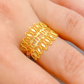 Gorgeous Symmetrical 22k Gold Leaf Ring