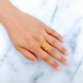 Graceful Overlapping 22k Gold Floral Ring