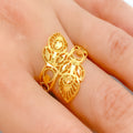 Graceful Overlapping 22k Gold Floral Ring