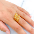 Graceful Overlapping 22k Gold Floral Ring