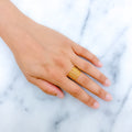 Decorative Striped 22k Gold Leaf Ring